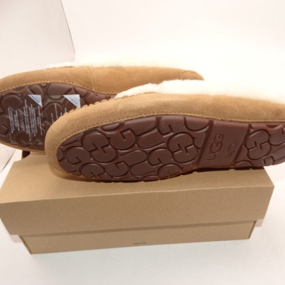 UGG DAKOTA SPILL SEAM WOMEN'S MOCCASIN SLIPPERS IN CHESTNUT SZ 8 NNEW in BOX - Picture 2 of 3